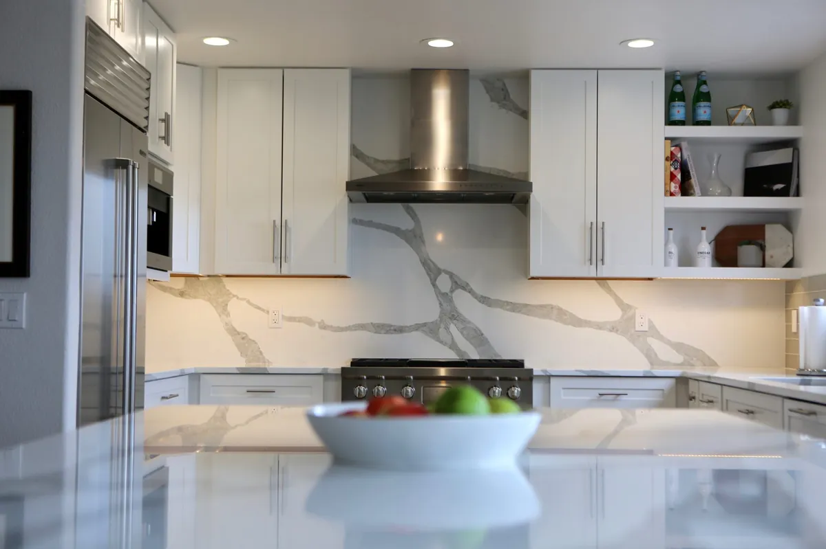 Overhead lighting and ample counter space